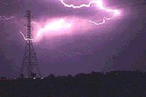 A lightning strike on high voltage power lines which could present a safety hazard to the users of poorly designed electronic equipment